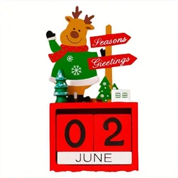 Festive Christmas Countdown Calendar Ornament with Adjustable Date for Desk and Bookshelf Display (B)