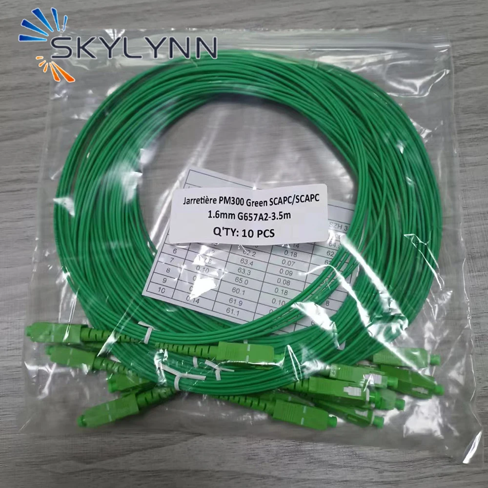 Customized 100 PCS SC/APC-SC/APC Single Mode G657A2 Simplex Core 1.6mm Diameter Fiber Optic Patch Cord Green LSZH Jacket 3.5M npc cat6 u utp lszh green 2m