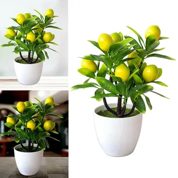 18CM Artificial Fruits Lemon Simulated Bonsai Home Decoration Potted Plant Living Room Ornament Fake Tree 1