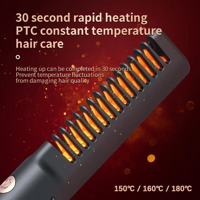 Portable Wireless Electric Hair Straightener Brush 2 IN 1 Heating Home Travel Womem Anti-scalding Straight Curly Comb hair straightener,hair straightener brush,hair straightener comb,hot air hair brush