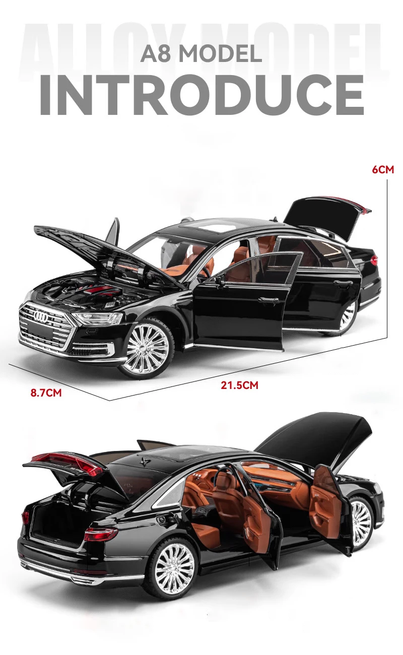 Audi A8 Lüks 1:24 Ölçekli Model Araba 