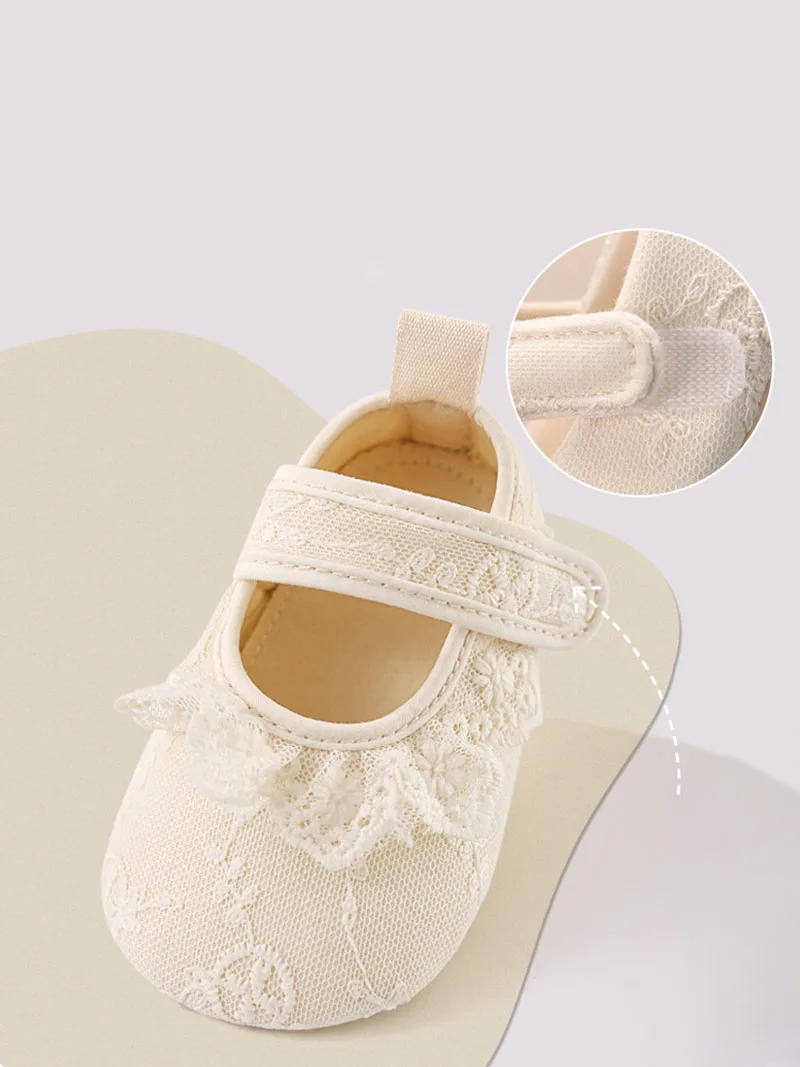 Beige Lace Soft-soled Toddler Shoes for Girls