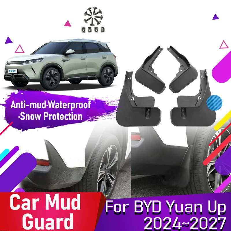 

Car Mud Guards For BYD Yuan Up 2024 2025 2026 2027 ABS Painted Front Rear Wheel Mudguards Fender Flare Stylings Auto Accessories