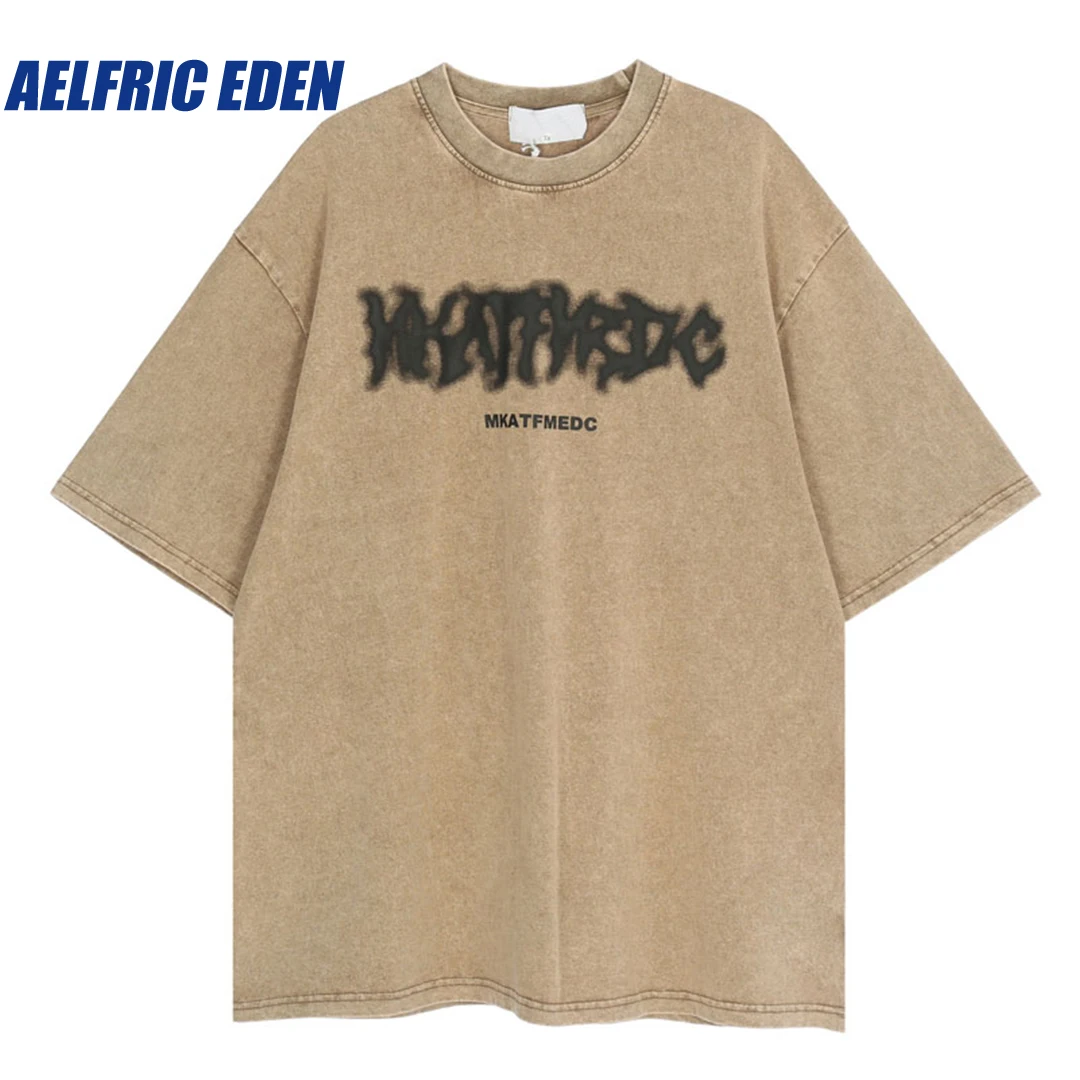 【Aelfric Eden】ダート レター プリント Tシャツ Aelfric Eden Star Emblem Letter Graphic Tee – Aelfric eden