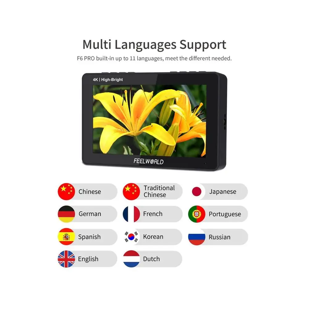F6 Pro 5.5 Inch DSLR Camera Filed Monitor Touch Screen 1600nits Ultra Bright IPS