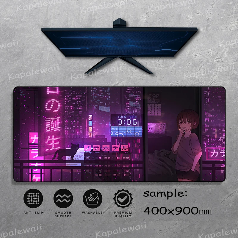 

Large XL Mousepad Original Neon City Gamer Gaming Mouse Pad Computer Accessories Big Keyboard Laptop Padmouse Speed Desk Mats