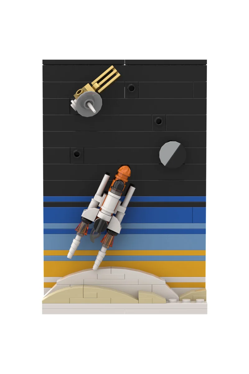 MOC Raum Geschichte Postkarte Modell Bausteine Raum Krieg Raum Alter Kunst Malerei Mond Rakete Schiff Zusammengebaute Ziegel Spielzeug DIY Geschenk – Detail 10