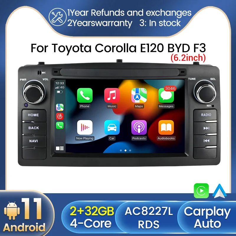 Android Auto Carplay Car Radio Stereo For Toyota Corolla Altis E120