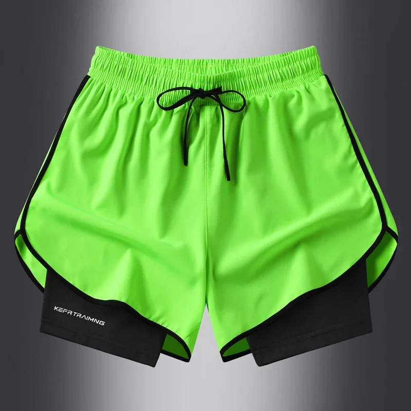 Track Shorts Man Running Training Fake Two Pieces Summer Men's and Women's Quick Drying Three Point Fitness Lining Sports Shorts 5
