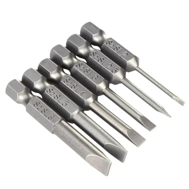 1X 50mm Magnetic Screwdrivers Bits Flat Head Slotted Tip Electric Power Repair Hand Tool SL 2 2.5 3 4 5 6 Alloy Steel 2mm-6mm 6