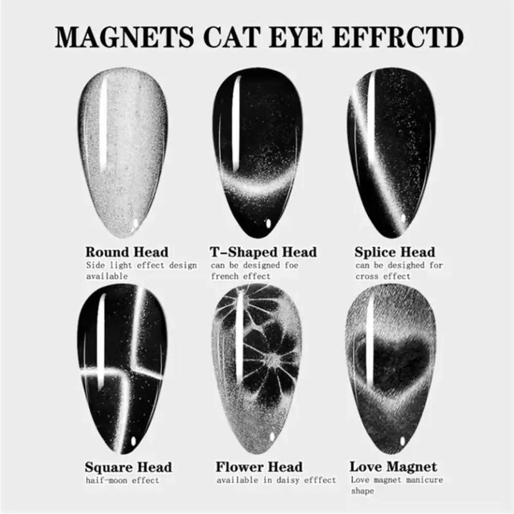 6-IN-1 Cat Eye Magnetic Stick Shiny Effect Strong Magnetic Cross Magnet Board Nail Art Decor Tools Nail Art Magnet Stick