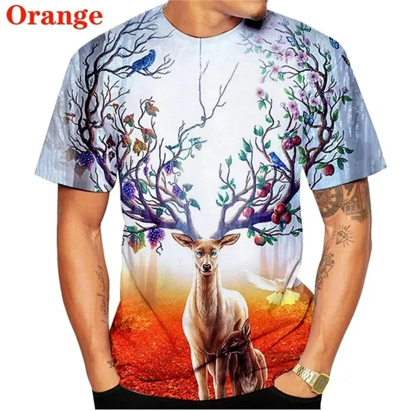 

Fashion Deer Hunting Graphic T Shirt 3d Print Animal Pattern Casual T Shirt For Men Women Summer Short Sleeves Tee Tops