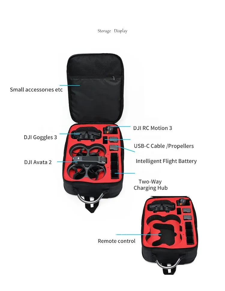Description Picture 4 of itemSuitable for DJI AVATA 2 Drone Aerial Photography Accessories Kit, Waterproof Backpack, Hand-held Bag Case Carry Case Hard Box