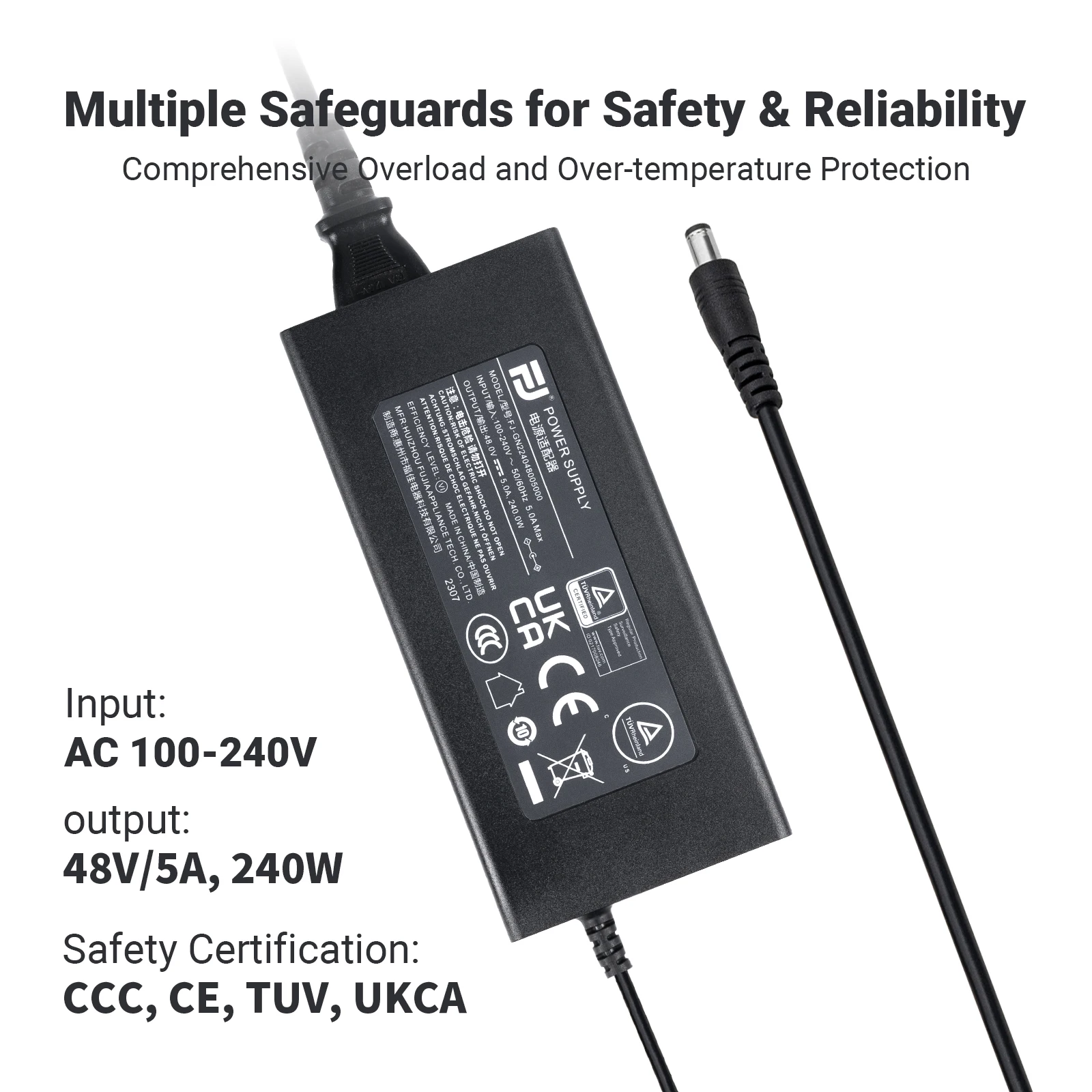 Fosi Audio 48V 5A GaN 電源アダプター 36V 6A 電源ユニット TB10D