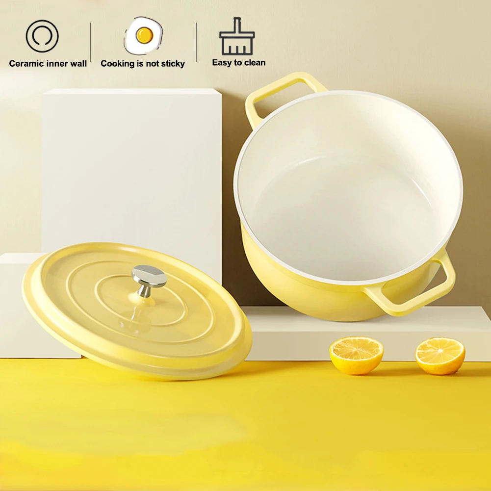 Enameled Cast Aluminum Dutch Oven with Lid Mini Cast Aluminum Pot Casserole Dutch Oven Cast Aluminum Pot Home Kitchen Utensils