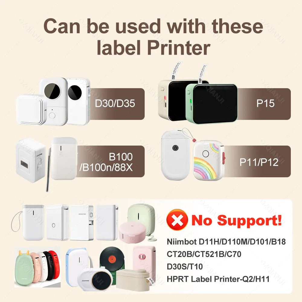 6Rolls White Label Tape for P15 Thermal Label Maker Color Paper 15mmx30mm 230PCS/Roll Waterprood Adhesive DIY Printing Sticker