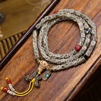 Tibetan Return 108 Buddhist Prayer Beads Multi-circle Bracelet Ox Bone Three-way Agate Material Accessories necklace 1