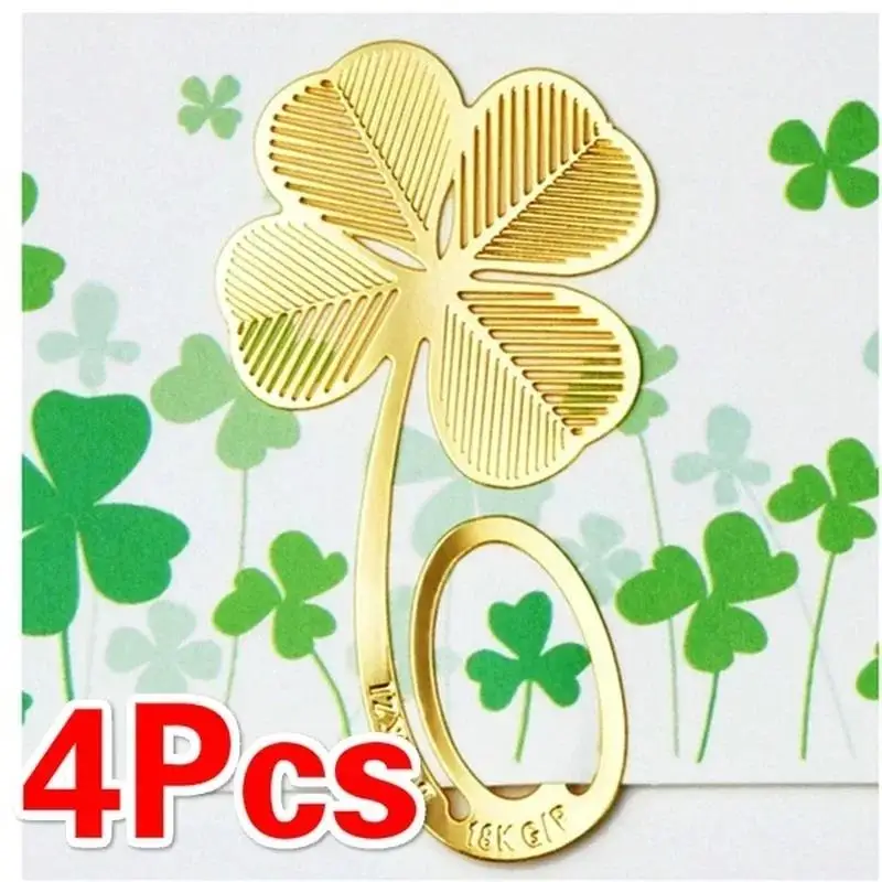 Aesthetic Metal Book Page Clip Metal Bookmark Accessories Student Reading Mark Stationery Four-leaf New Clover Graduation Gift