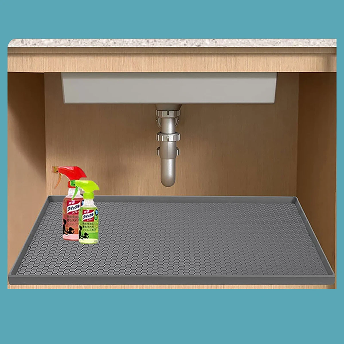 Square Silicone Under Sink Mat Easy To Clean Heat Resistant Drip Proof Tray Non-Slip Waterproof Drain Pad Kitchen