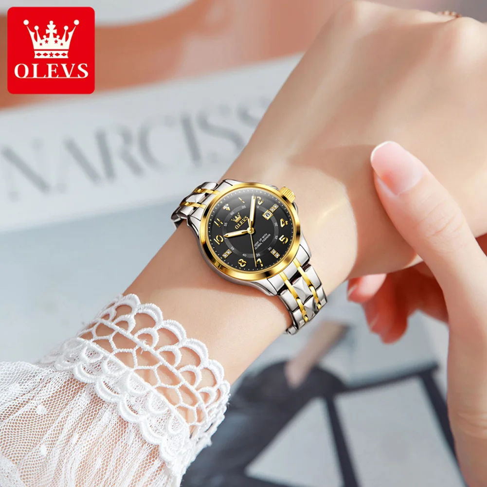 Luxury Women Quartz Wrist Watches Diamond Numeral Scales Date 30M Water Resistance Business Fashion Luminous Watch for Ladies