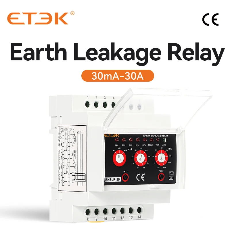 ETEKEarthLeakageRelayAdjustableCurrentFaultProtectionACDelay