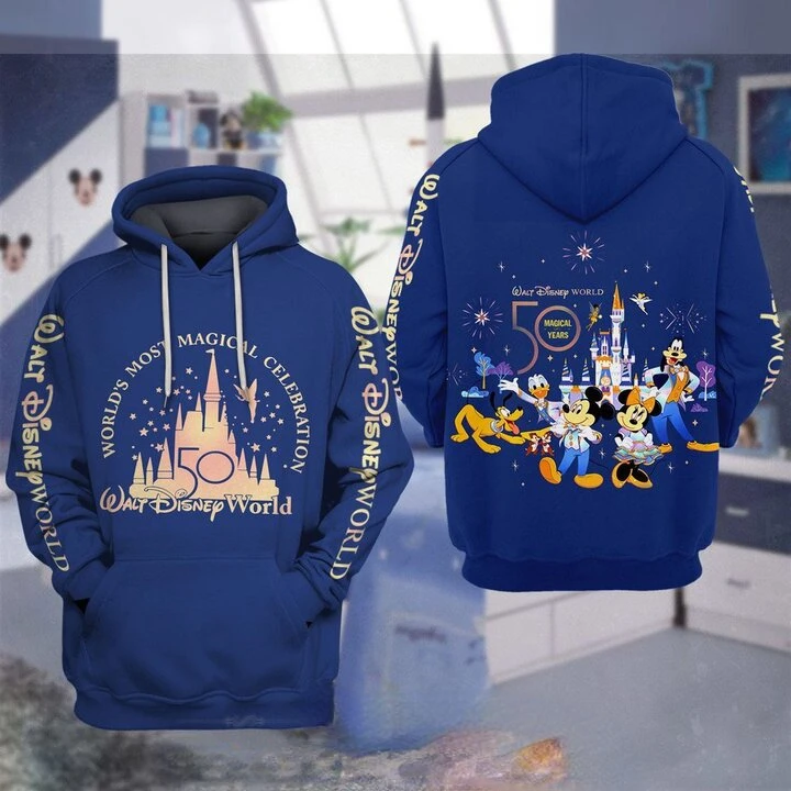 

BEST WDW 50th Anniversary Dates Cartoons Disney 3D Men and Women Hoodie