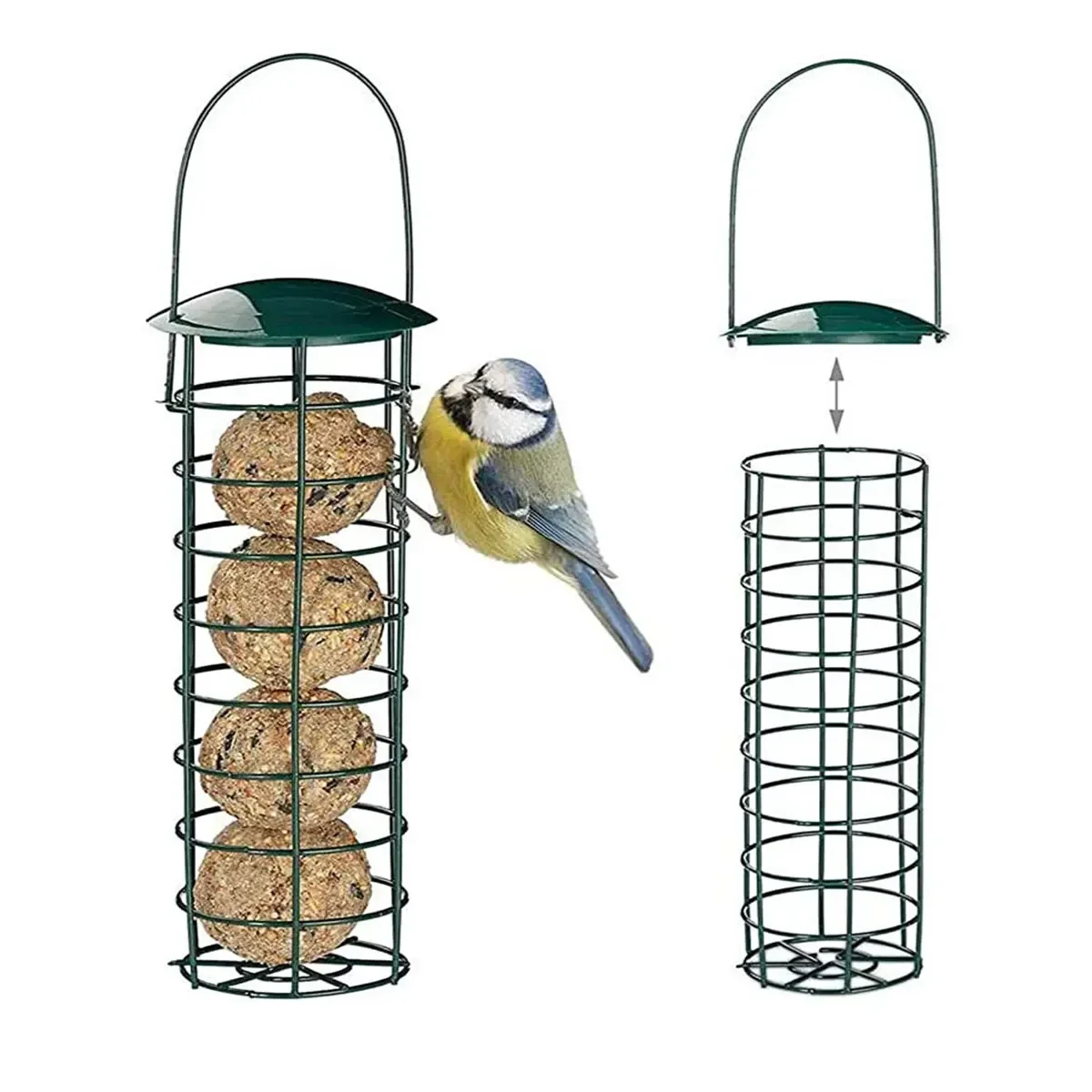 Mangeoire pour oiseaux en fer avec support de boule de graisse, fournitures  pour animaux de compagnie, alimentation en maille extérieure, portable,  conflicence sauvage, parc et jardin, 1PC