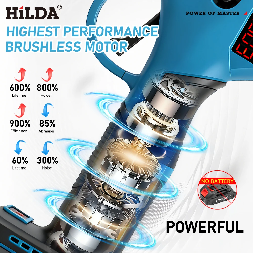 힐다 브러시리스 무선 전정 가위 전기 가위 나무 가지 절단기 과일 나무 정원 도구 마키타 배터리용 전동 공구