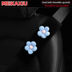 Plush Multi - Color Flower Seat Belt Cover - Comfortable and Fashionable Car Accessory in Pink (Blue)
