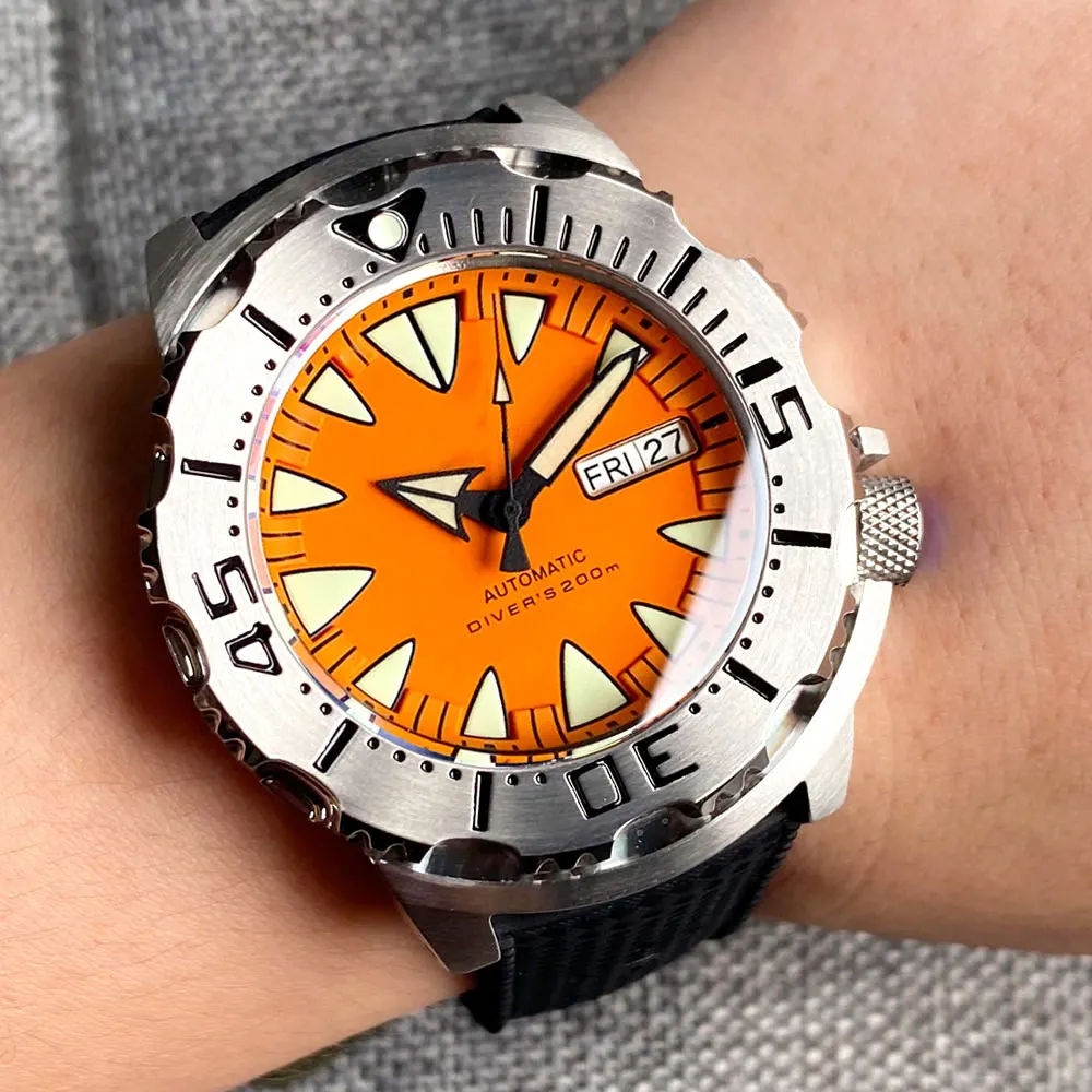 【新品/即日無料発送】Tandorio 自動巻き ミリタリー ダイバーズ Tandorio-メンズ機械式ダイブ自動時計、ダブルドアミール