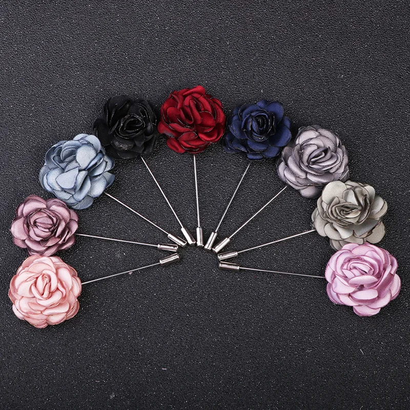 

Fabric Flower Fashion Men's and Women's Brooches Long Needle Straight Pin and Versatile Camellia Brooch