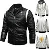 Spring Men's Leather Jacket High Quality Stand Collar Fashion Youth Embroidery Hooded PU Leather Coats EUR Size 3XL Men Clothing 4