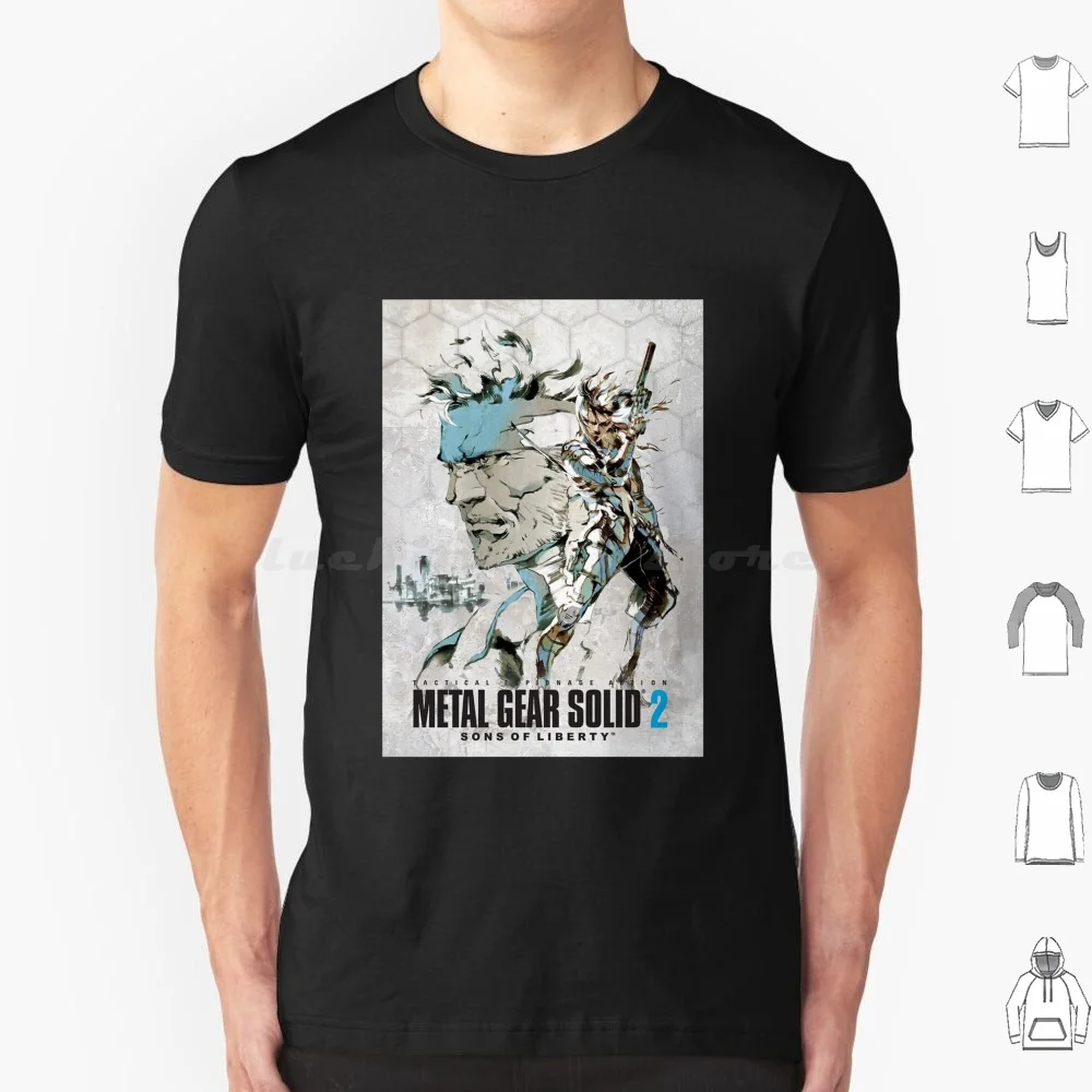 Metal Gear Solid 2 Poster T Shirt Big Size 100% Cotone Metal Gear Solid Snake Metal Gear Snake Mgs Metal Gear Solid 2 Big