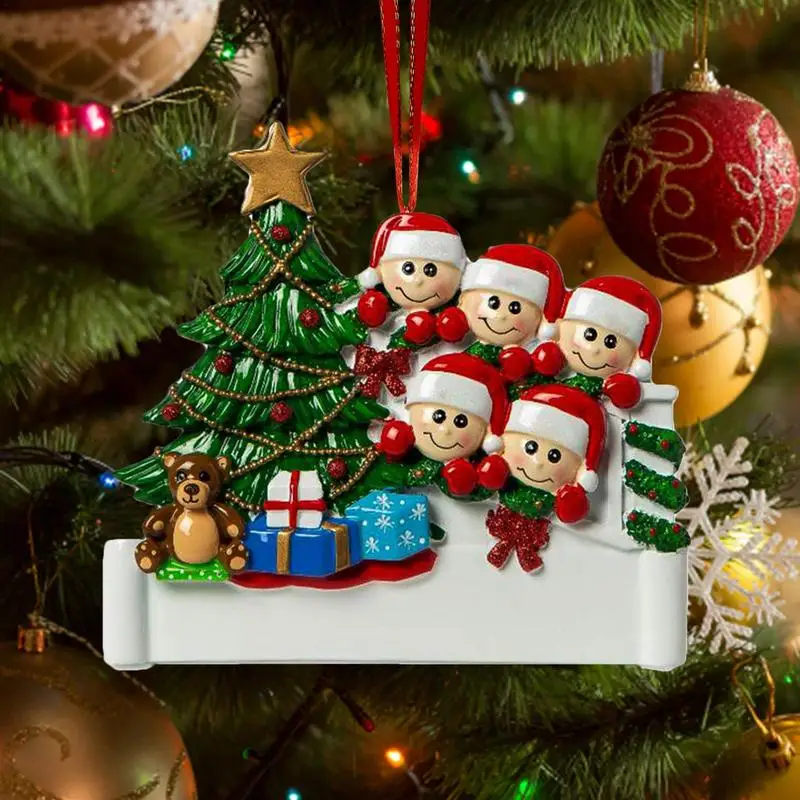 Personalized Opening Present Family Of Christmas Christmas Pendant Family Resin Alloy Name Blessing Tree Ornament