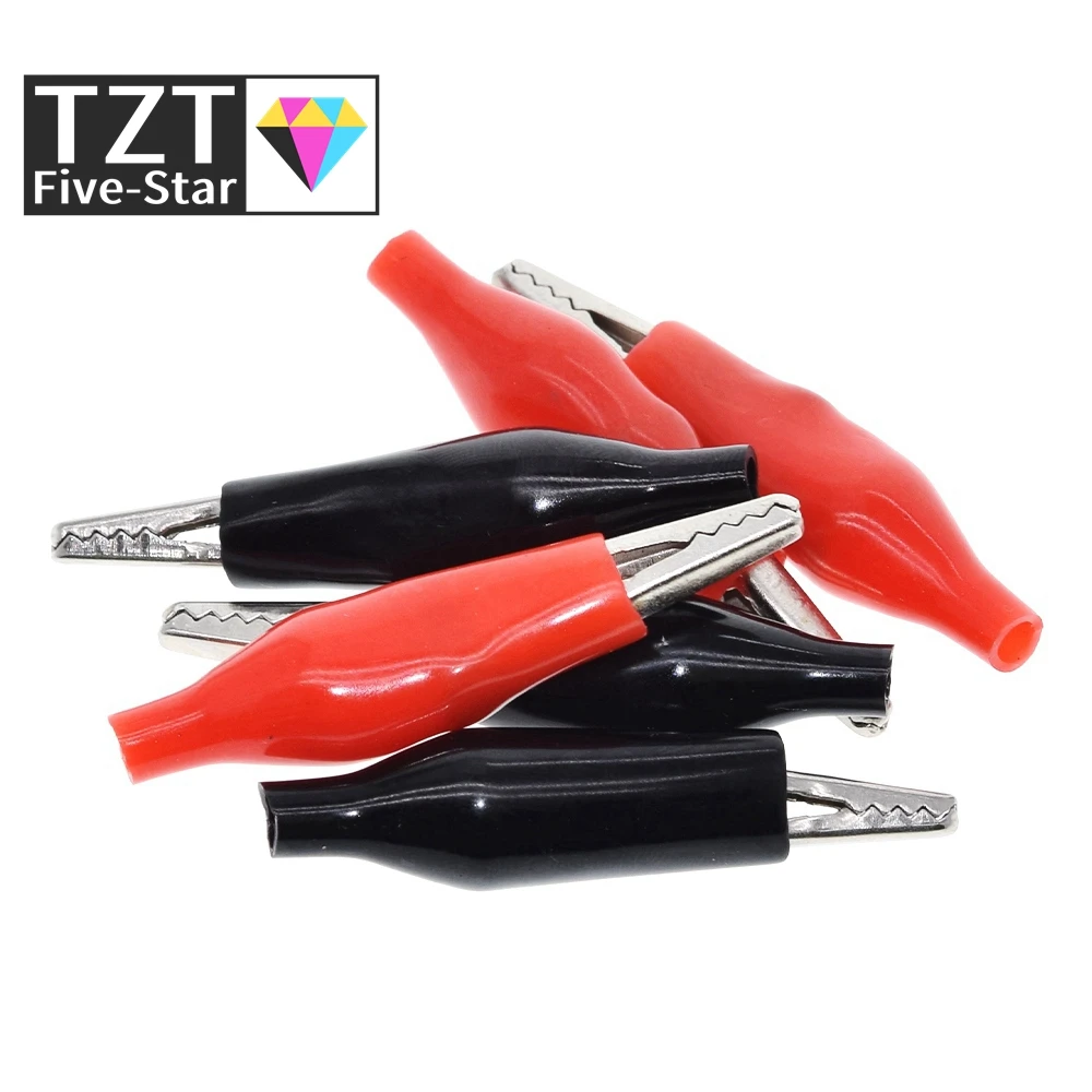 10/30 Stück 28MM Metall-Krokodilklemme G98 Elektrische Klemme für Testmessgeräte, Schwarz und Rot mit Kunststoffabdeckung