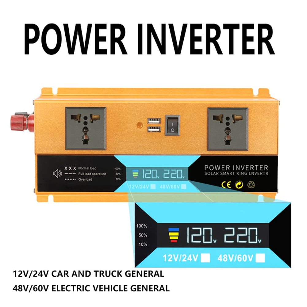 

Promotion Voltage Converter Charging Socket Dual USB Ports Fast Charge LCD Smart Digital Display Power Inverter