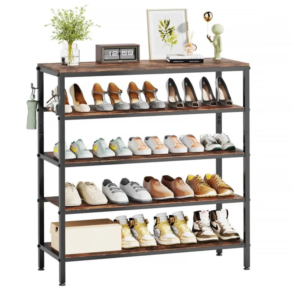 

5 Tier Wooden Shoe Rack Rack - for Front Door Entrance, Shoe Storage Shelves, 16–20 Pairs Shoe Organizer, Fstrial, RBy