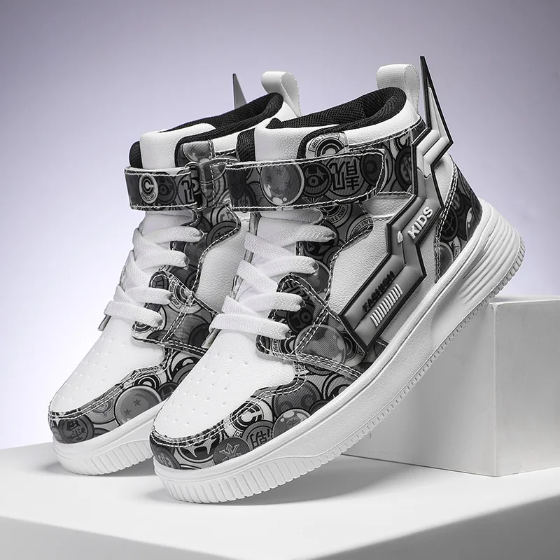 Brand Kids Shoes for Boys Girls Child High-top Sneakers Casual Running Shoes Cartoon Leather Girls Boys Sports Tennis Shoes