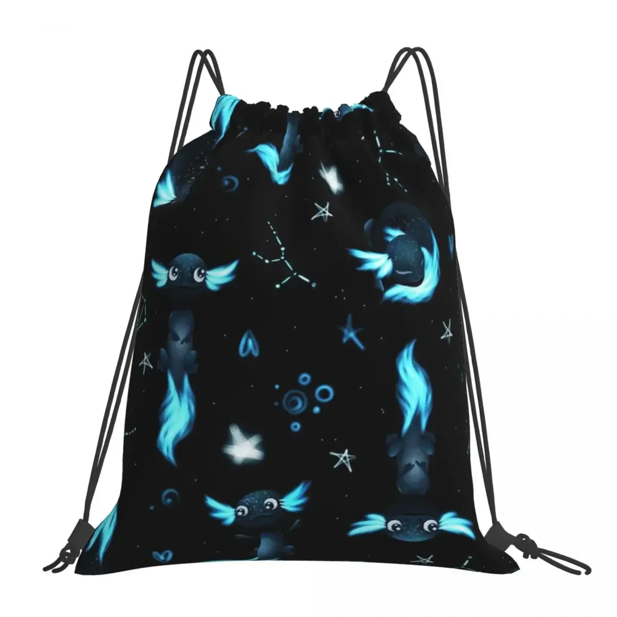

Axolotl Sea Animal Backpacks Fashion Portable Drawstring Bags Drawstring Bundle Pocket Sports Bag Book Bags For Travel School