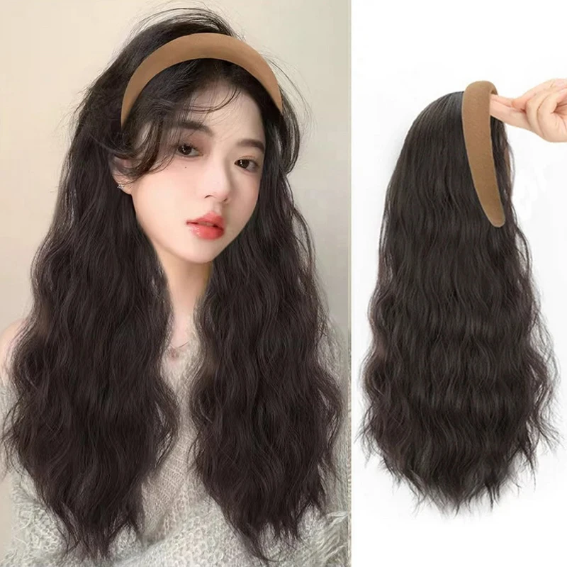 

60 см синтетические парики для женщин, Длинные прямые вьющиеся волосы, парик с кольцами для волос, головные уборы, парик для ежедневного использования