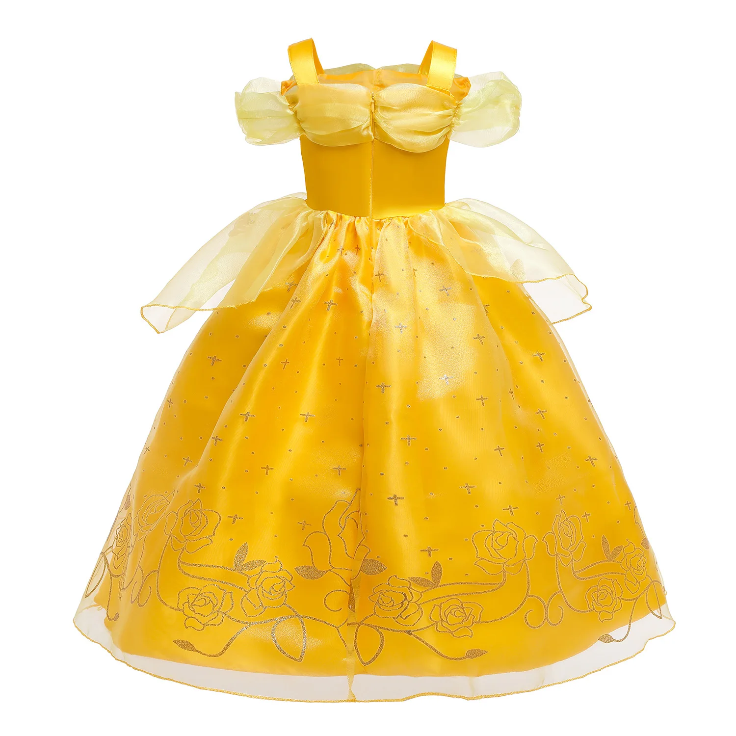 Princess Costume Girl Kids Floral Ball Gown Cosplay Party Clothing Belle