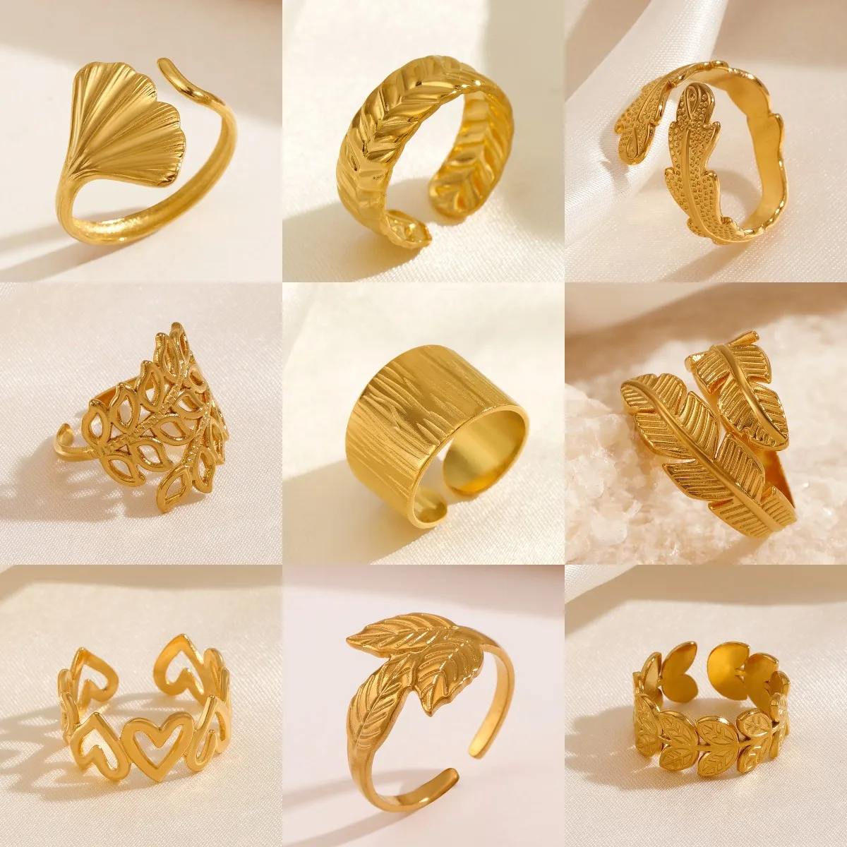Gold Color Stainless Steel Rings Jewelry Accessories For Women Men