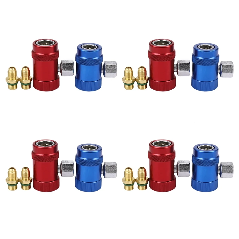 

4X Car Auto AC High / Low Side R1234yf Quick Couplers Adapters Conversion Kit With Manual Couplers