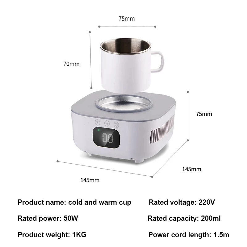 2 in 1 Cup Heater Cooler Cup Beer Bottle Can Drinks Cooling Mug Beverage Cooler Coaster Samrt Thermostatic 220V