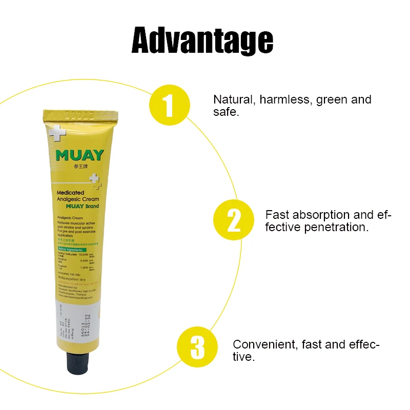 100g Thai Namman Muay Cream Analgesic Pain Relief Ointment Muscle Pain Relax Bruises Sprain Rheumatism Arthritis Medical Plaster