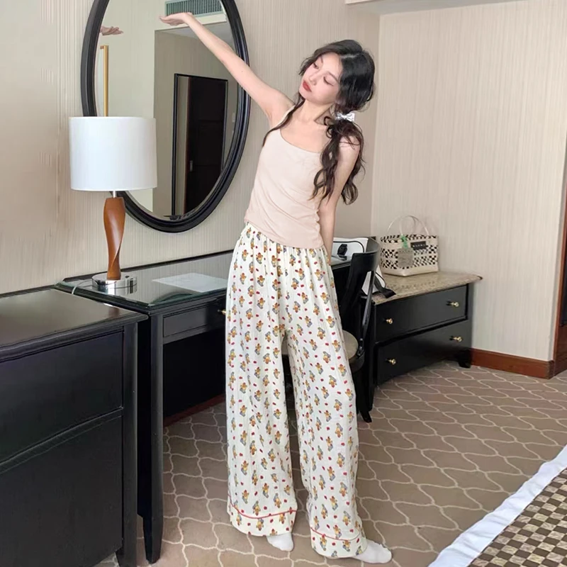 

Пикантный пижамный комплект, женский летний костюм из жилета и брюк, повседневная одежда для сна с нагрудной подушкой, нижнее белье, ночная рубашка, костюм