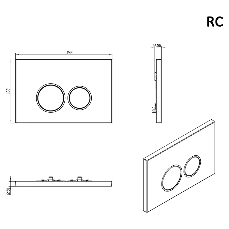 Stainless Steel Flush Plate, Dual Round Push Buttons for Concealed Cistern Actuator, Factory Hot Sale