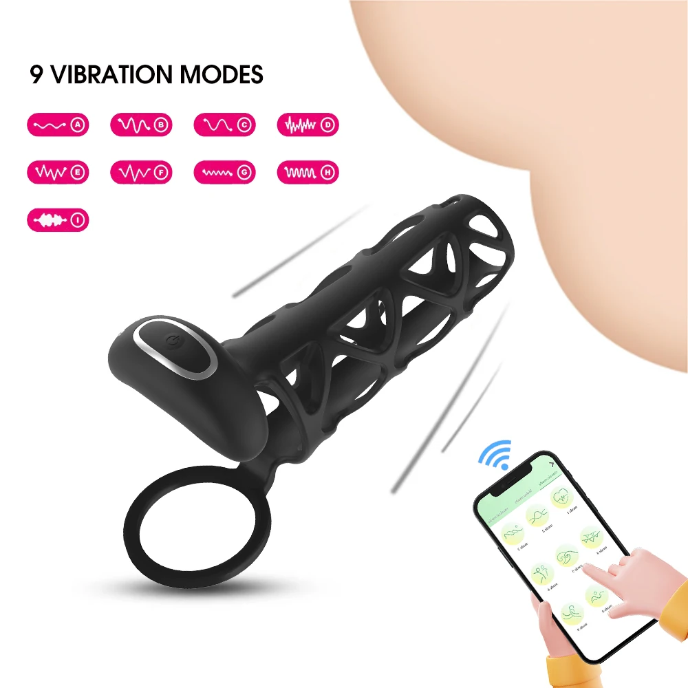 Silicone chickencage 9-speed penile ring vibrator testicular restraint delayed sexual intercourse APPremote control male sex toy