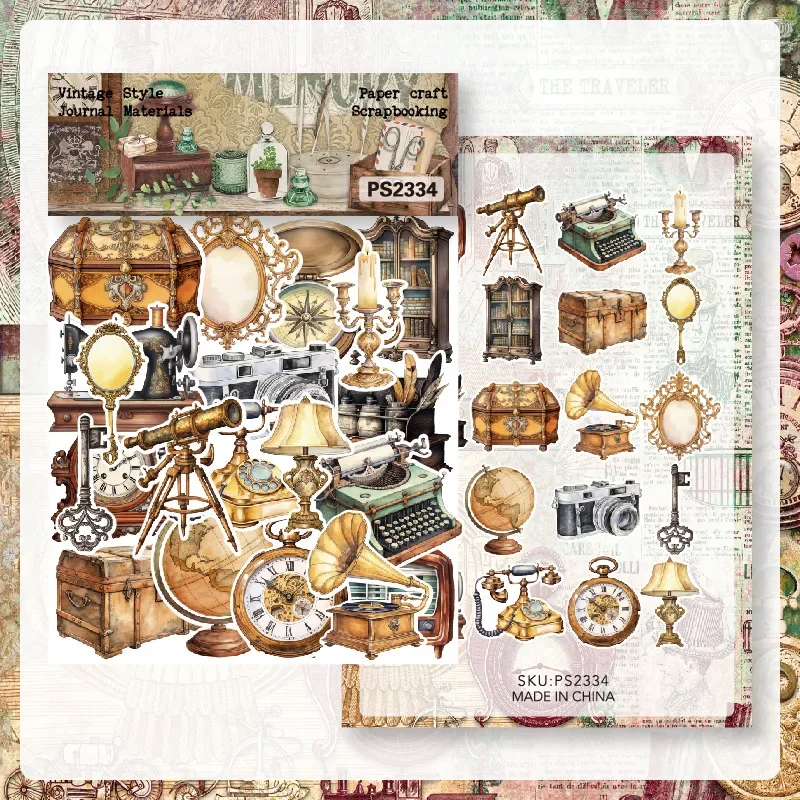 Vintage Middle Ages/Fairy Elf/Travel Memory Stickers Die Cuts Sticker Collection Kit DIY Scrapbooking Planner/Card Making 40pcs