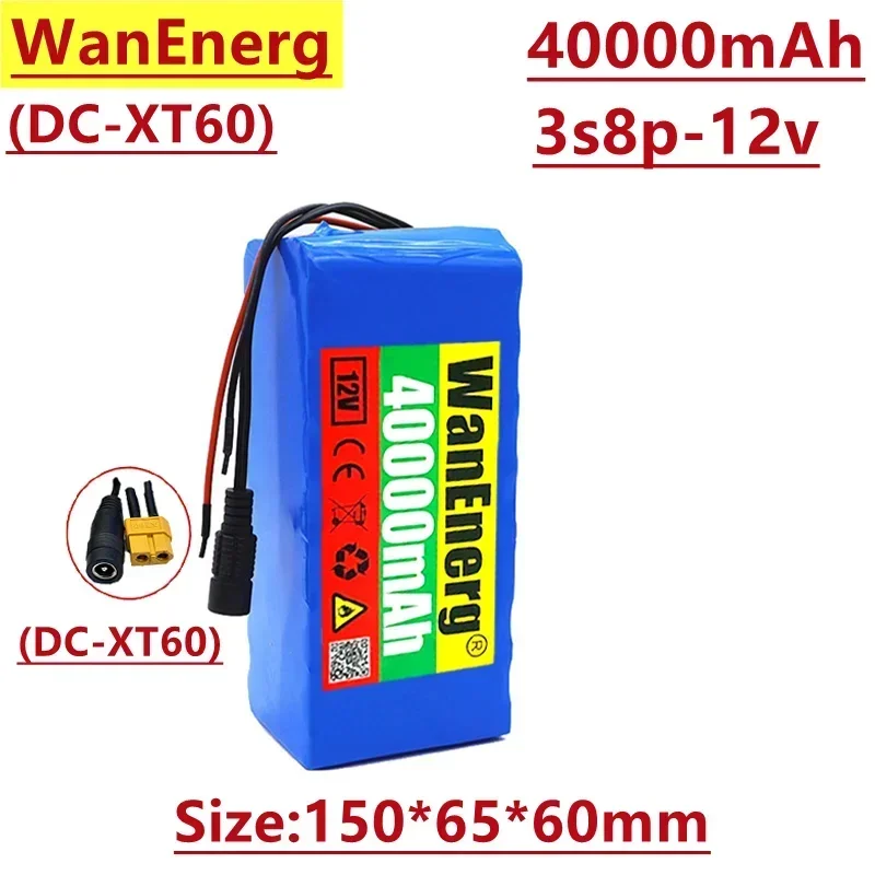 

2024 new 12V 3s8p rechargeable battery pack 800W 40AH,suitable for miner's lamp or other electronic equipment,with optional plug